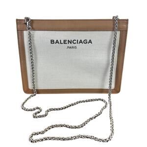 Balenciaga Everyday Canvas Tan and Ivory Crossbody Bag (BAXX150)